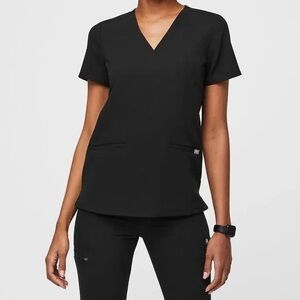 Figs Women's Black V-Neck Scrub Top